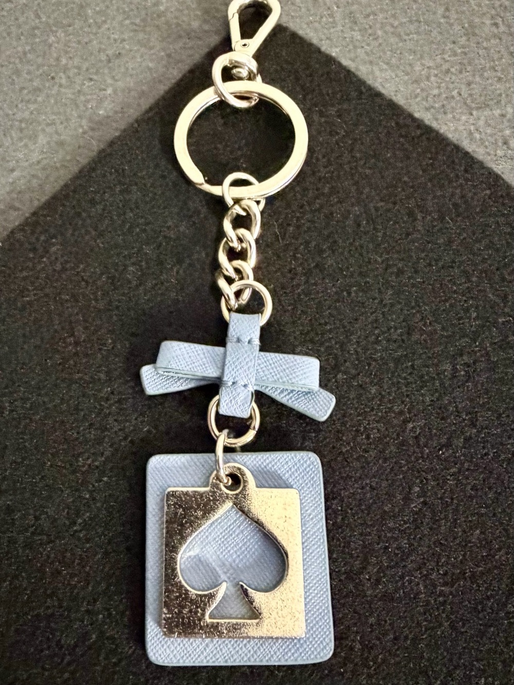 Kate Spade Live Colorfully Blue Spade Bow Keychain Bag Charm